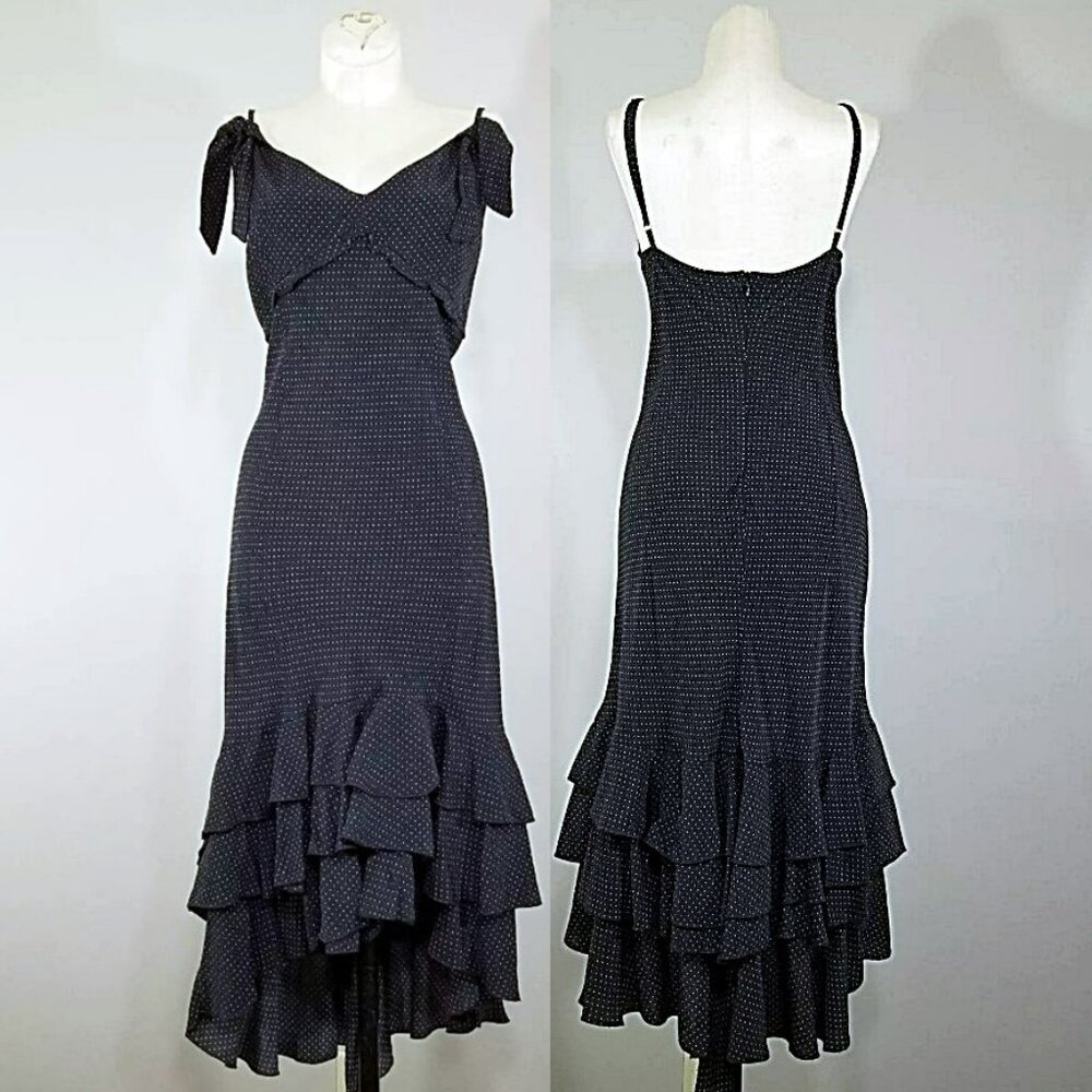 Vtg 90s Benetton Archive Ruffle High Low Dress Italy